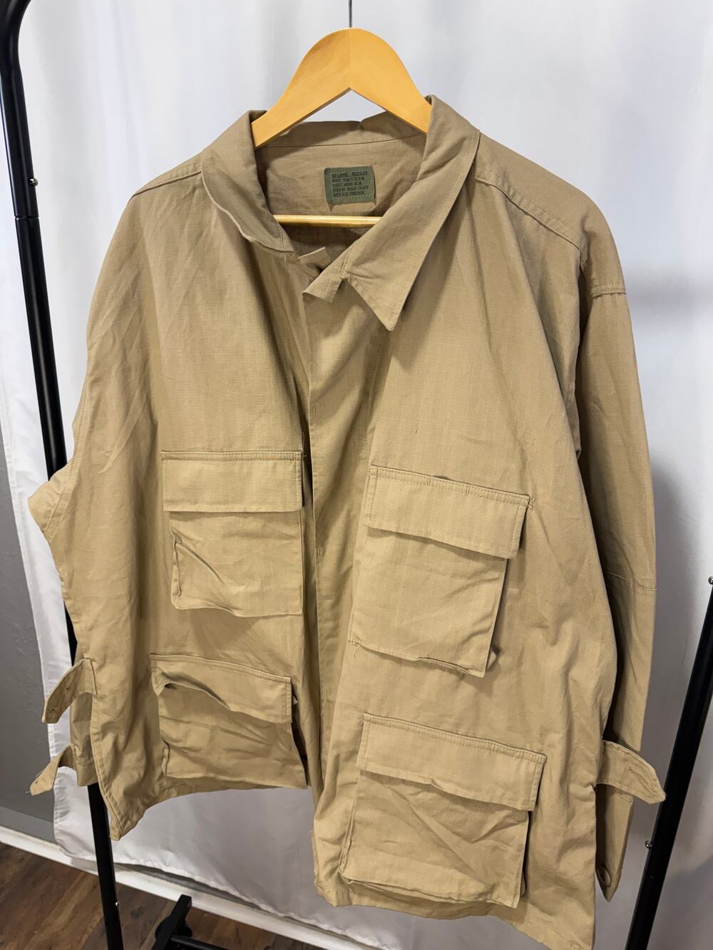 US Military Hot Weather Combat Coat XXL Reg 100% Cotton Khaki BDU Field Jacket